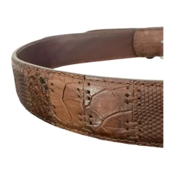 Paolo Vitale Bælter*Eksotisk Læder Patch Bælte Håndlavet Brun