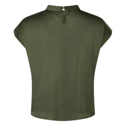 Neo Noir Bluser & Skjorter*Elegant Drapy Satin Bluse med Knude Detalje Grøn