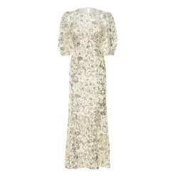 Self Portrait Kjoler*Elegant Lang Kjole med Pufærmer Hvid