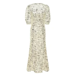 Self Portrait Kjoler*Elegant Lang Kjole med Pufærmer Hvid