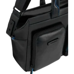 Piquadro Laptop Tasker*Elegant Læder Dokumentmappe med Laptoprum Sort