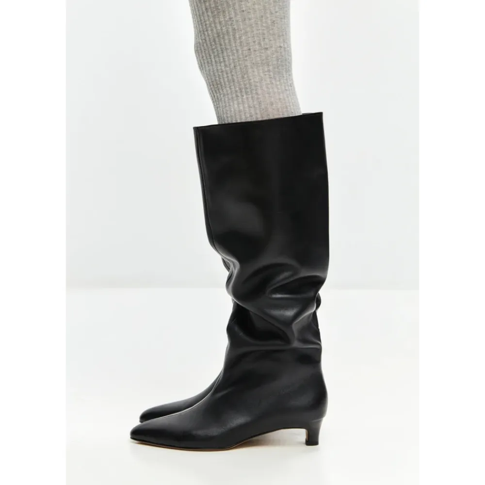 Cesare Gaspari Støvler*Elegant Læder Støvle til Knæet Sort