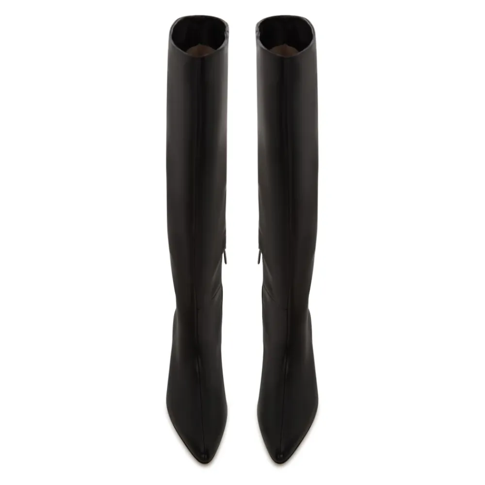 Cesare Gaspari Støvler*Elegant Læder Støvle til Knæet Sort
