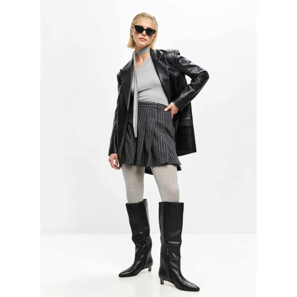 Cesare Gaspari Støvler*Elegant Læder Støvle til Knæet Sort