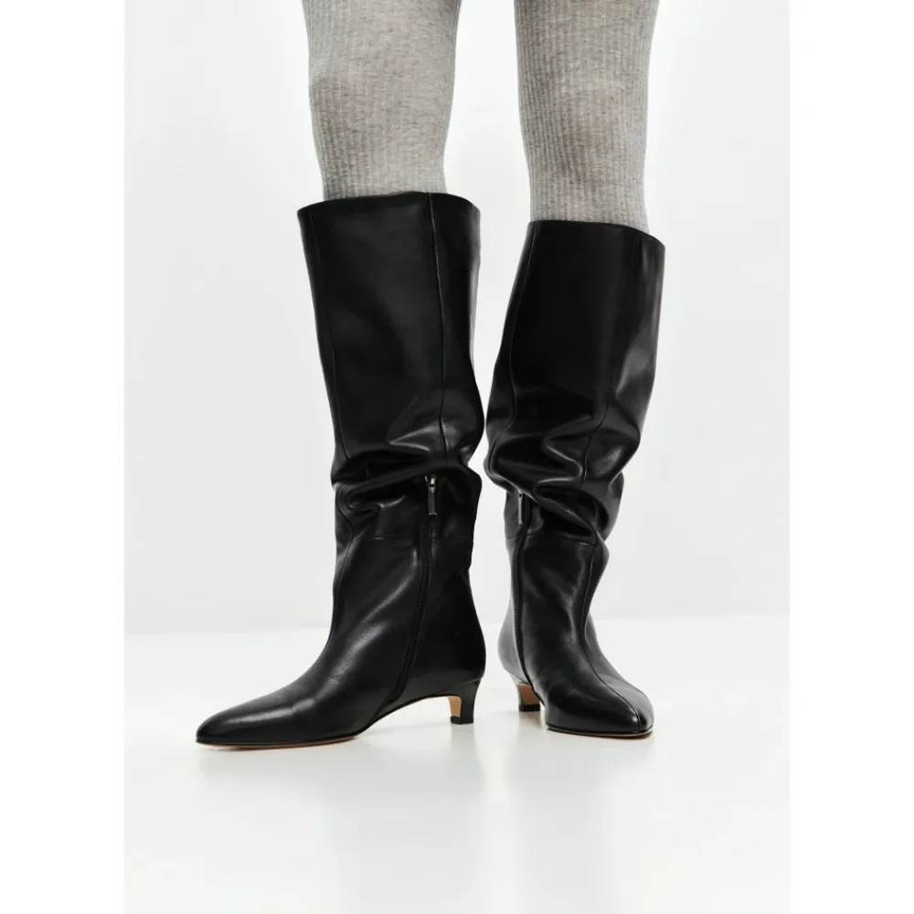 Cesare Gaspari Støvler*Elegant Læder Støvle til Knæet Sort