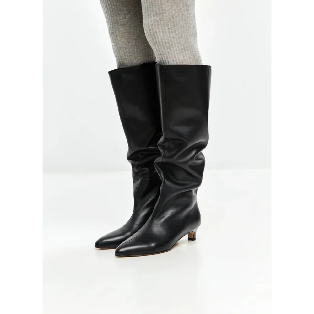 Cesare Gaspari Støvler*Elegant Læder Støvle til Knæet Sort