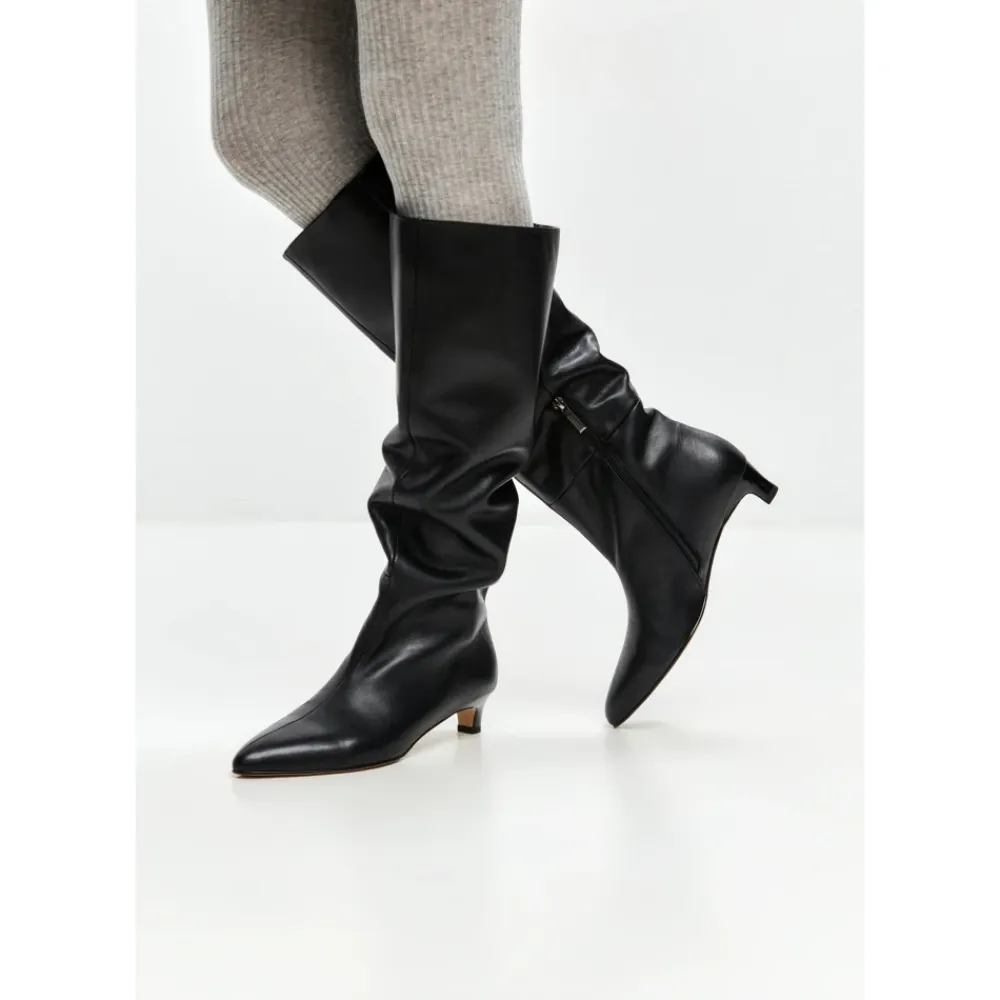 Cesare Gaspari Støvler*Elegant Læder Støvle til Knæet Sort