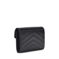 Saint Laurent Punge & Kortholder*Elegant Læderpung med Logo Plaque Sort