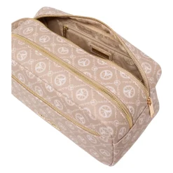 Carlo Colucci Toilettasker*Elegant Logo Print Kosmetikpose Beige