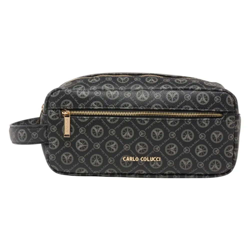 Carlo Colucci Toilettasker*Elegant Logo Print Kosmetikpose Sort