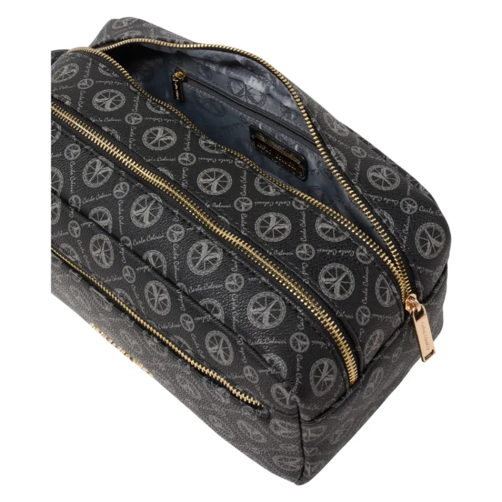 Carlo Colucci Toilettasker*Elegant Logo Print Kosmetikpose Sort