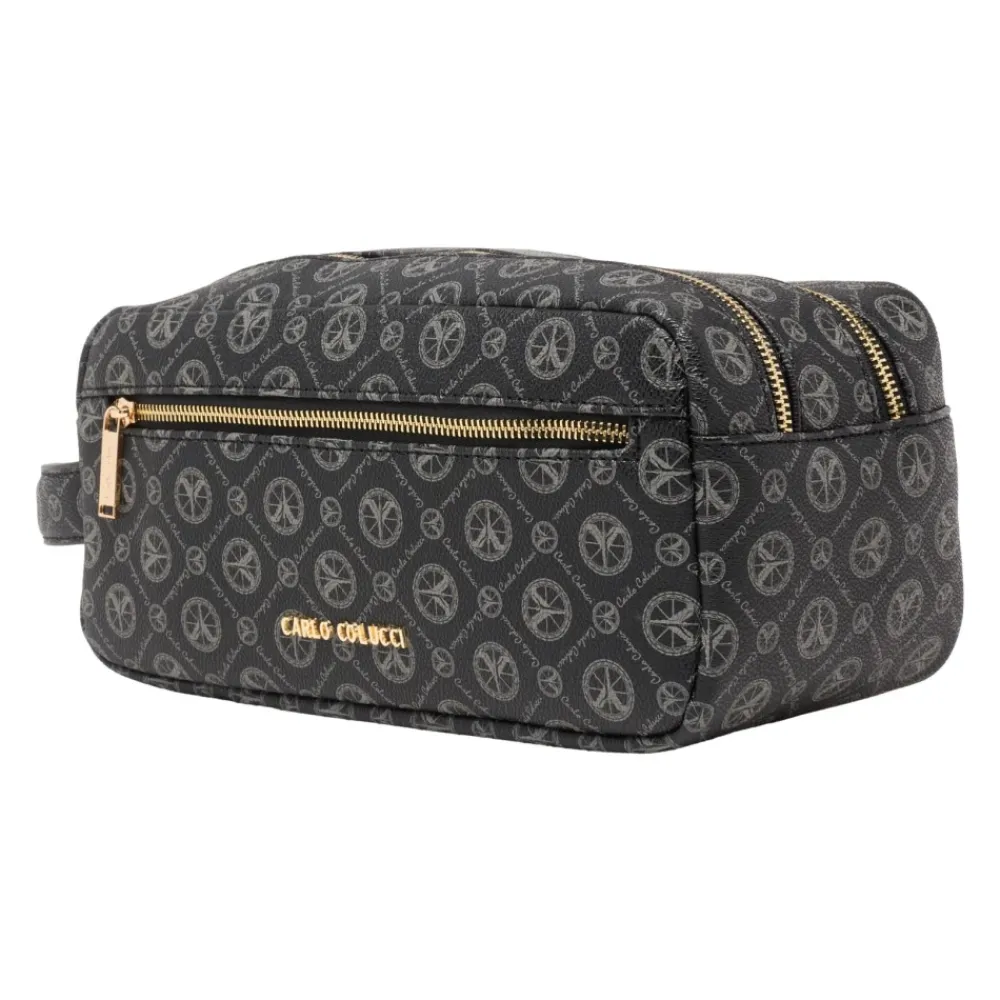 Carlo Colucci Toilettasker*Elegant Logo Print Kosmetikpose Sort