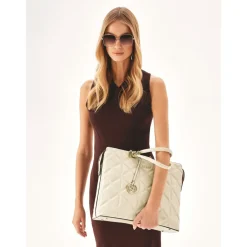 Kazar Laptop Tasker*Elegant quiltet lædertaske Beige