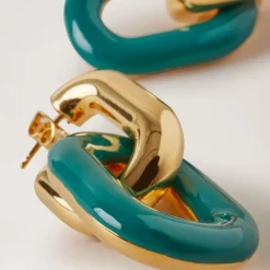 Mulberry Smykker*Emalje Link Dobbelt Øreringe Multifarvet