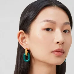 Mulberry Smykker*Emalje Link Dobbelt Øreringe Multifarvet