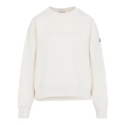 Moncler Sweatshirts*Embroidered Logo Cotton Sweatshirt Hvid