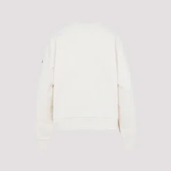 Moncler Sweatshirts*Embroidered Logo Cotton Sweatshirt Hvid