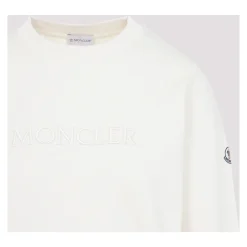Moncler Sweatshirts*Embroidered Logo Cotton Sweatshirt Hvid