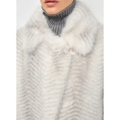 Cesare Gaspari Frakker*Faux Fur Coat Natalie - Hvid