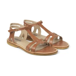 Angulus Sandaler*Feminin Lædersandal med Stropper og Ankelrem Beige
