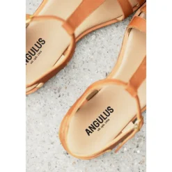 Angulus Sandaler*Feminin Lædersandal med Stropper og Ankelrem Beige