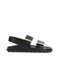Tod's Sandaler*Flad Dobbelt Rem Sandal Sort