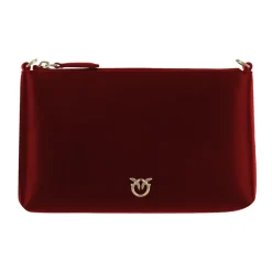 PINKO Clutch*Flad læder clutch med Love Birds-logo Rød