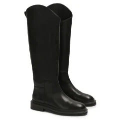 Kazar Støvler*Flad læder støvler med slip-on design Sort