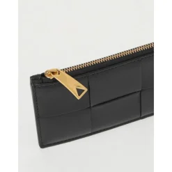 Bottega Veneta Punge & Kortholder*Flettet Kortholder med Lynlås Sort