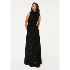 ROTATE Birger Christensen Kjoler*Floral Mesh Maxi Kjole Sort