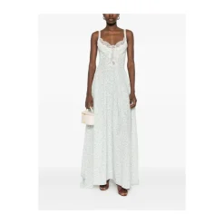 Ermanno Scervino Kjoler*Floral Print Silk Maxi Dress Hvid