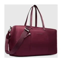 Piquadro Rejsetasker*Foldable duffel bag for women in fabric and leather pocket for Smart Tracker Rød