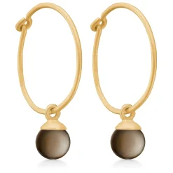 Frk. Lisberg Smykker*Forgyldt sterlingsølv Creoløreringe med røgkvarts Gul