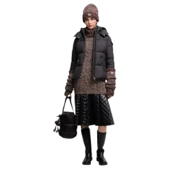 Moncler Jakker*Fourmines Hætteforet Kort Dunjakke Sort