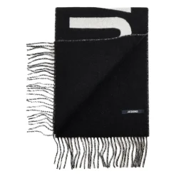 Jacquemus Tørklæder*Fringe Logo Scarf Sort