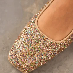 Angulus Ballerina Sko*Funklende Glitter Ballerina - Multi Glitter / Sand Multifarvet