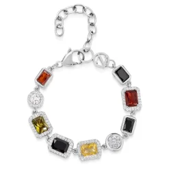 Nialaya Smykker*Gem Bracelet in Silver Grå