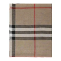 Burberry Tørklæder*Giant Check Uld- og Silketørklæde Beige