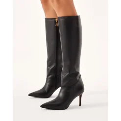 Kazar Støvler*Glat læderstøvler med stilethæl Sort