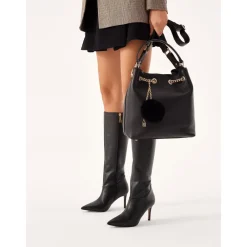 Kazar Støvler*Glat læderstøvler med stilethæl Sort