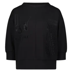 Betty Barclay Sweatshirts*Glitrende Sweatshirt med Ståkrave Sort