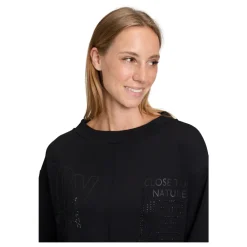 Betty Barclay Sweatshirts*Glitrende Sweatshirt med Ståkrave Sort