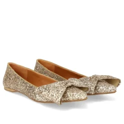 Angulus Ballerina Sko*Glitter Ballerina med Sløjfe - Champagne Grå
