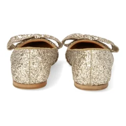 Angulus Ballerina Sko*Glitter Ballerina med Sløjfe - Champagne Grå