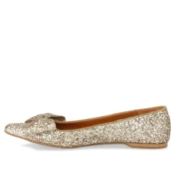 Angulus Ballerina Sko*Glitter Ballerina med Sløjfe - Champagne Grå