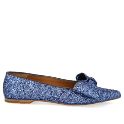 Angulus Ballerina Sko*Glitter Ballerina med Sløjfe - Indigo Blå