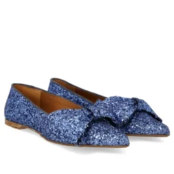 Angulus Ballerina Sko*Glitter Ballerina med Sløjfe - Indigo Blå