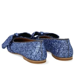 Angulus Ballerina Sko*Glitter Ballerina med Sløjfe - Indigo Blå