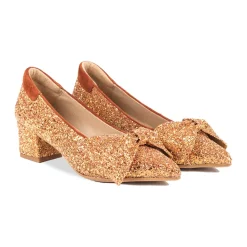 Angulus Pumps|Stiletter*Glitter Bow Pumps - Mandarin Glitter / Terracotta Multifarvet