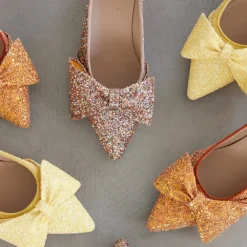 Angulus Pumps|Stiletter*Glitter Bow Pumps - Mandarin Glitter / Terracotta Multifarvet